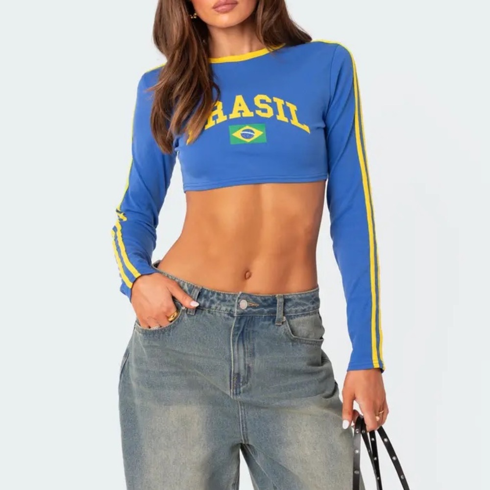 Edikted long sleeve Brazil crop top